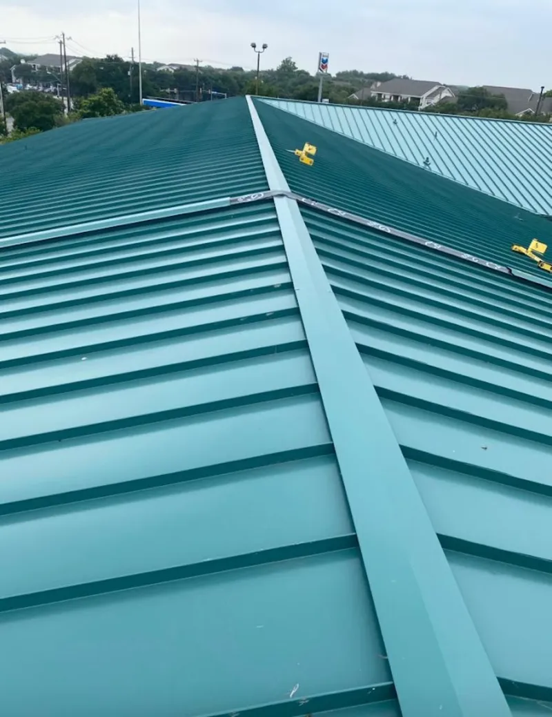 Green commercial metal roof ridge and valley for Metal Roof Repair in Franklin Lakes